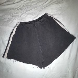 Grey striped athletic booty shorts